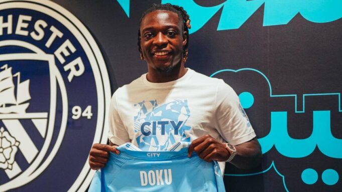 Manchester City sign Jeremy Doku from Rennes for £55.4m on a five-year contract