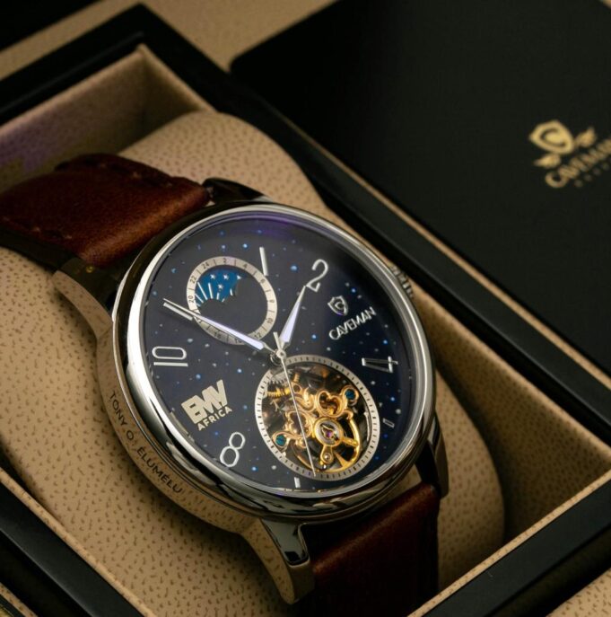 Nigeria elites stun in engraved bespoke EMY Africa Awards Caveman Watches