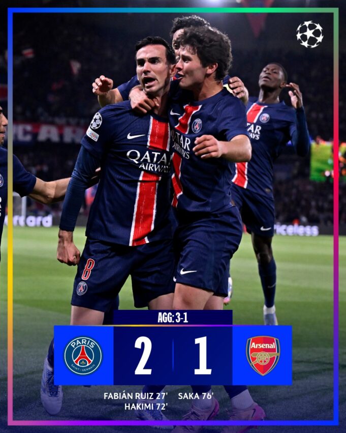 PSG 2-1 Arsenal (Agg. 3-1) – Parisians Book Champions League Final Berth