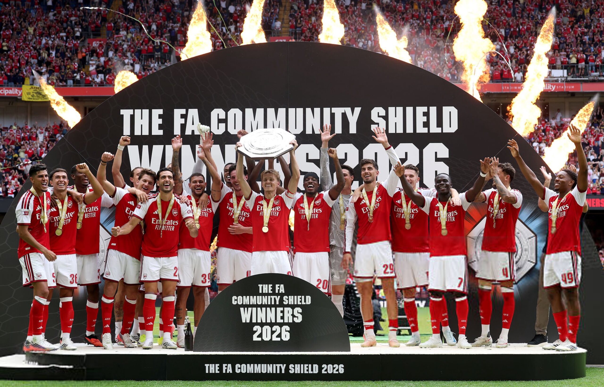 Arsenal crush Man City 3-0 in Community Shield